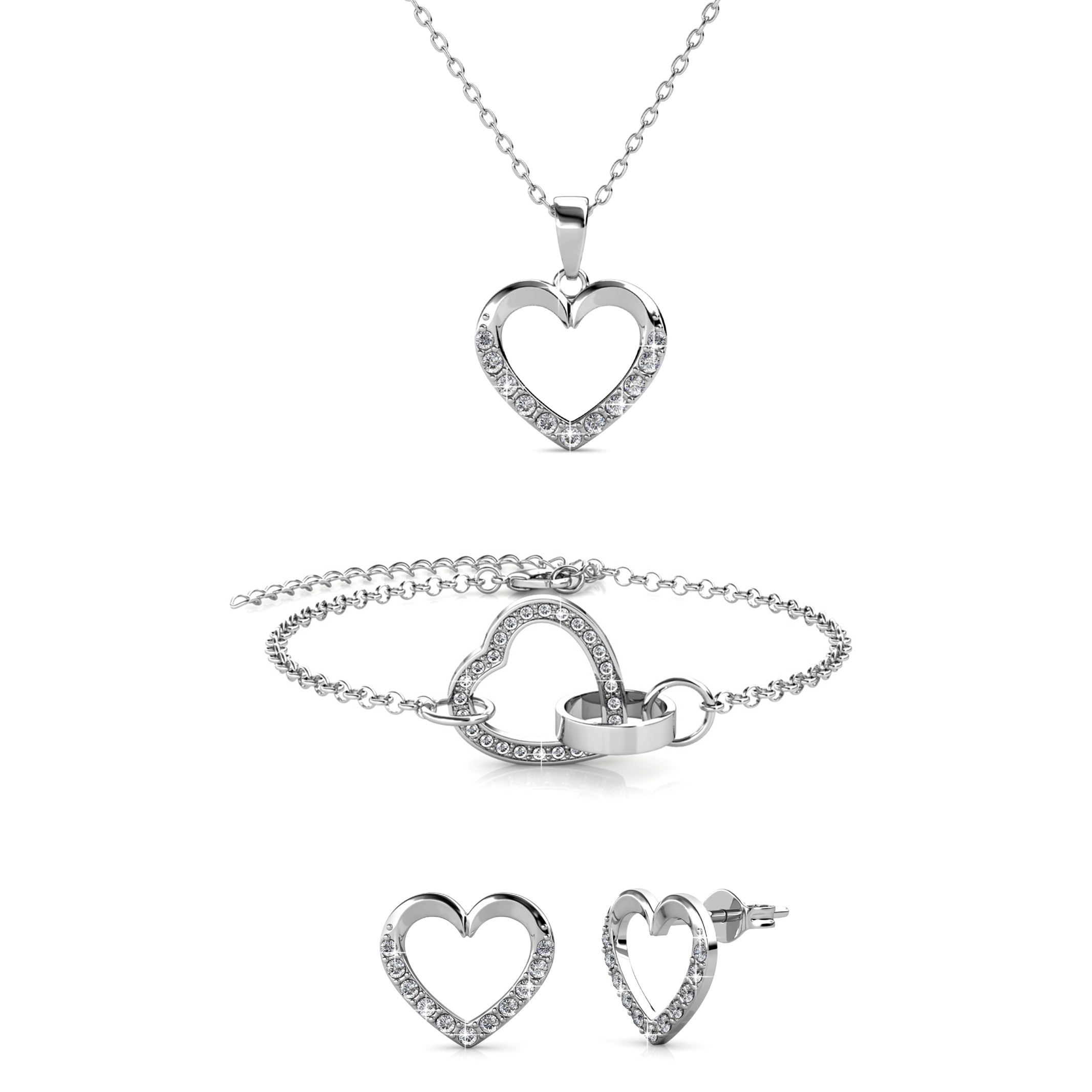 Parure Locked Heart Lovett two - Argenté et Cristal