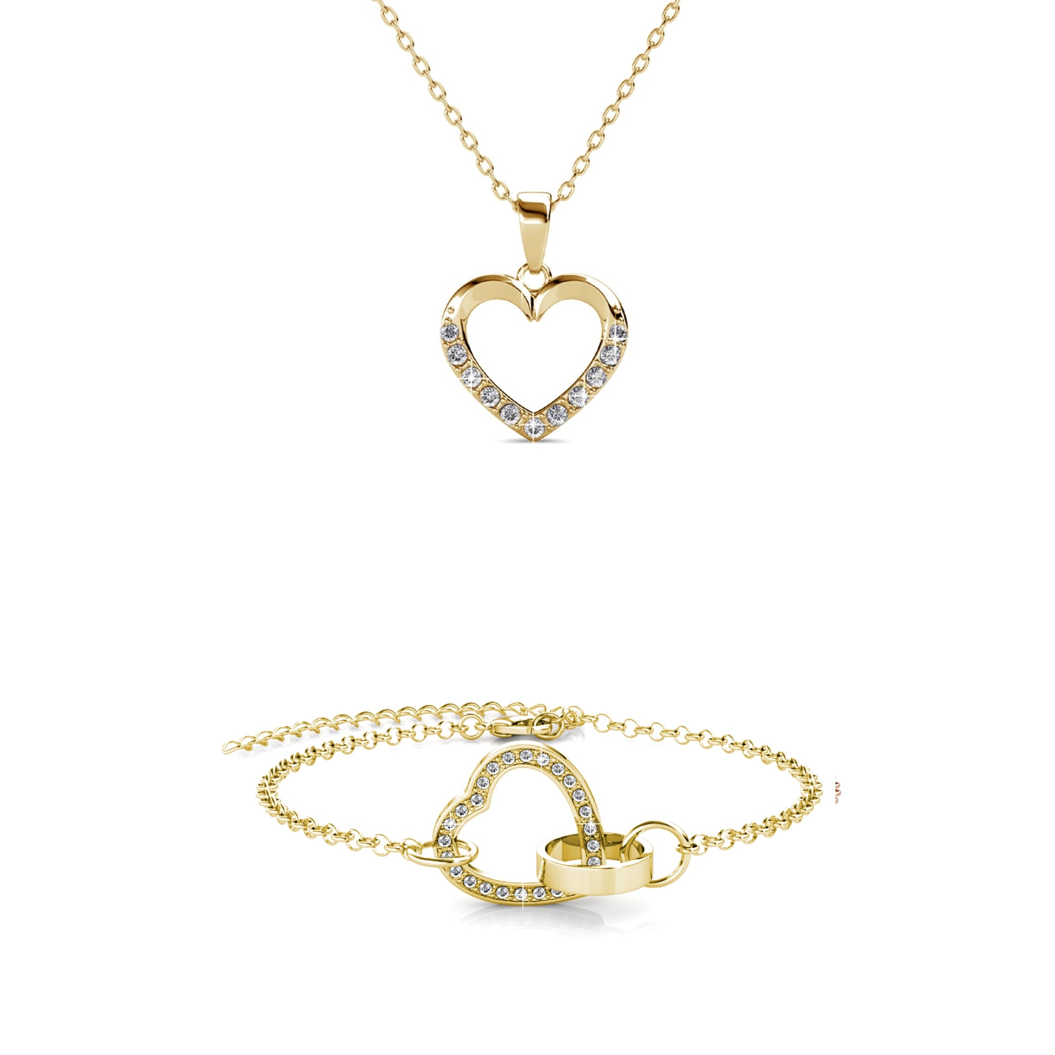 Parure Locked Heart Necklace - Doré et Cristal