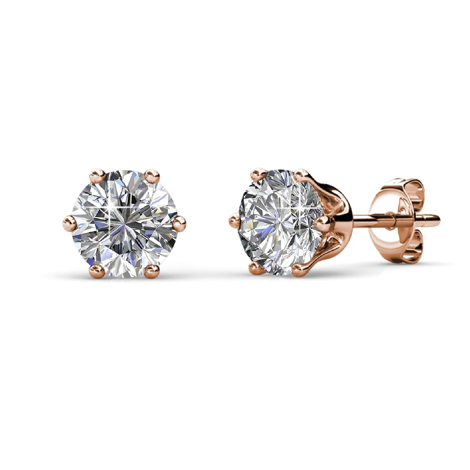 Boucles d'oreilles Solitaire L - Or Rosé et Cristal