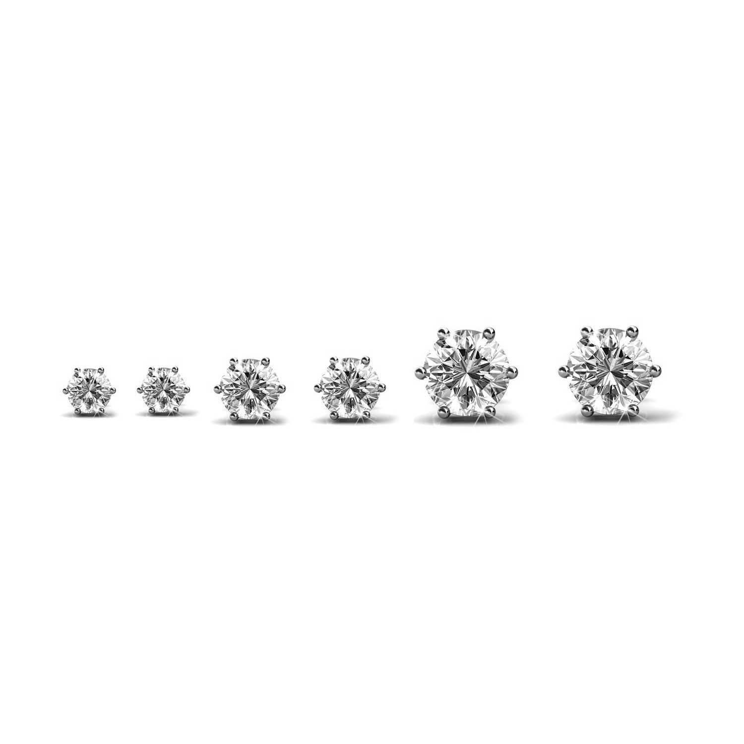 Boucles d'oreilles Solitaire S, M, L - Argenté et Cristal