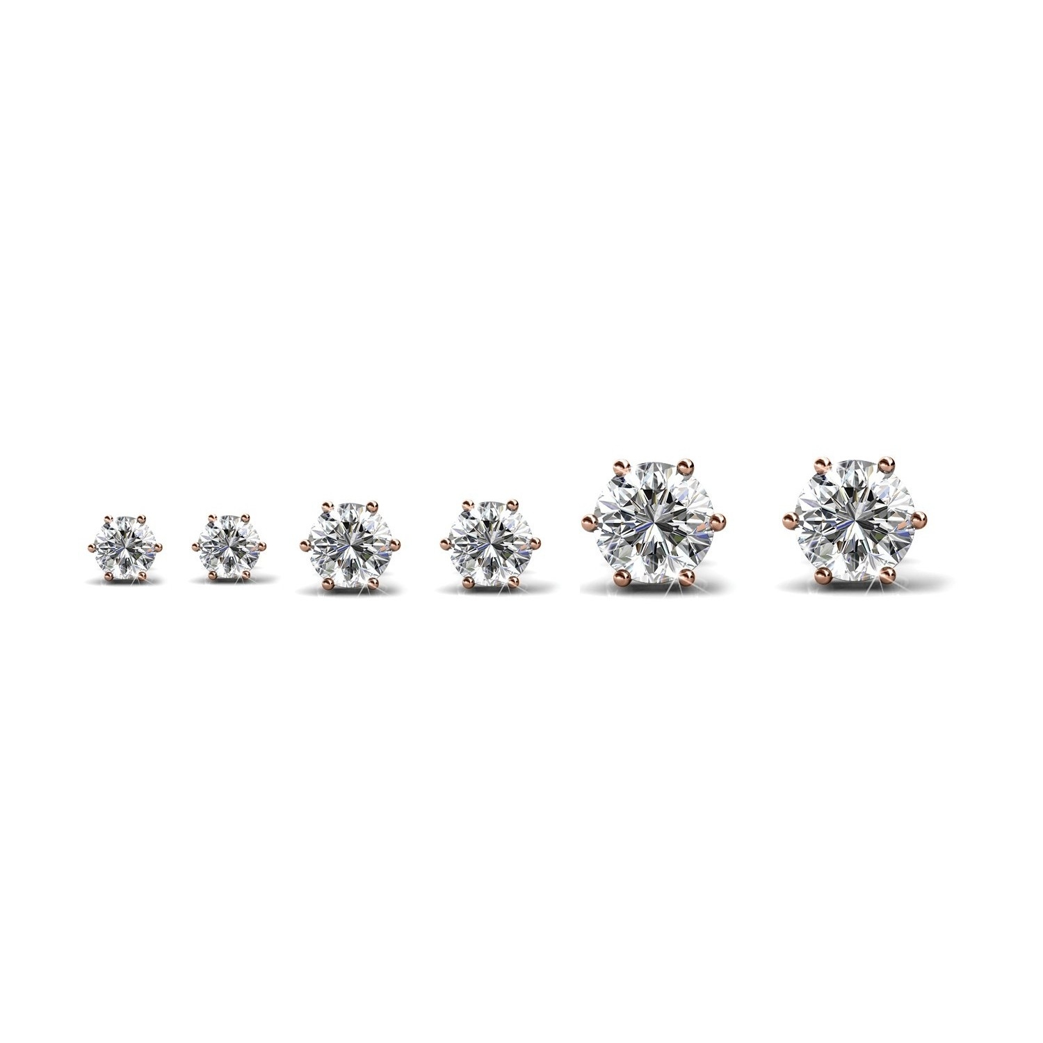 Boucles d'oreilles Solitaire S, M, L - Or Rosé et Cristal