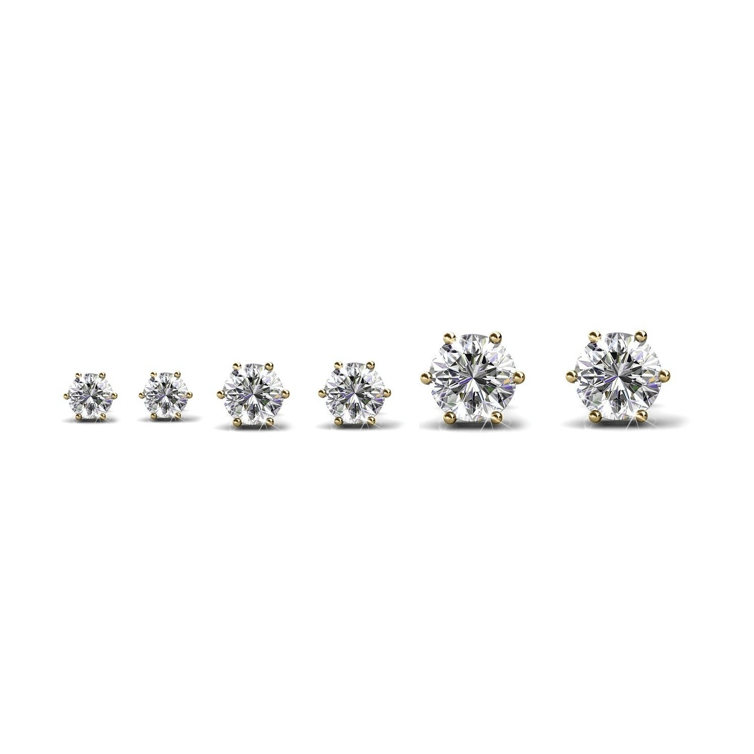 Boucles d'oreilles Solitaire S, M, L - Doré et Cristal