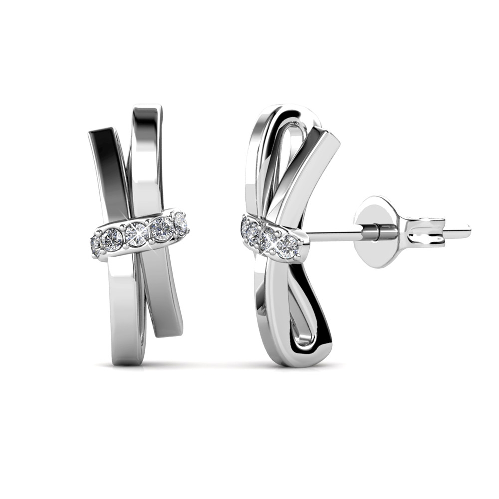 Boucles d'oreilles Luminous Bow - Argenté et Cristal