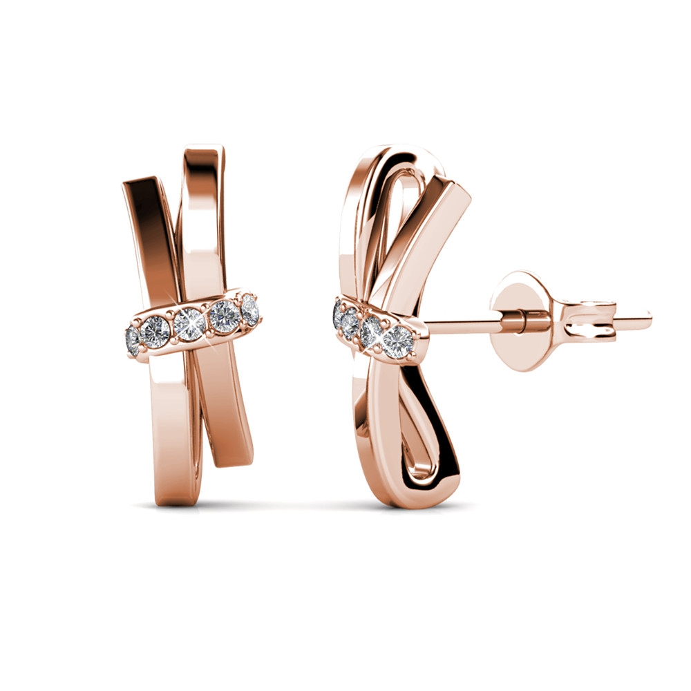 Boucles d'oreilles Luminous Bow - Or Rosé et Cristal