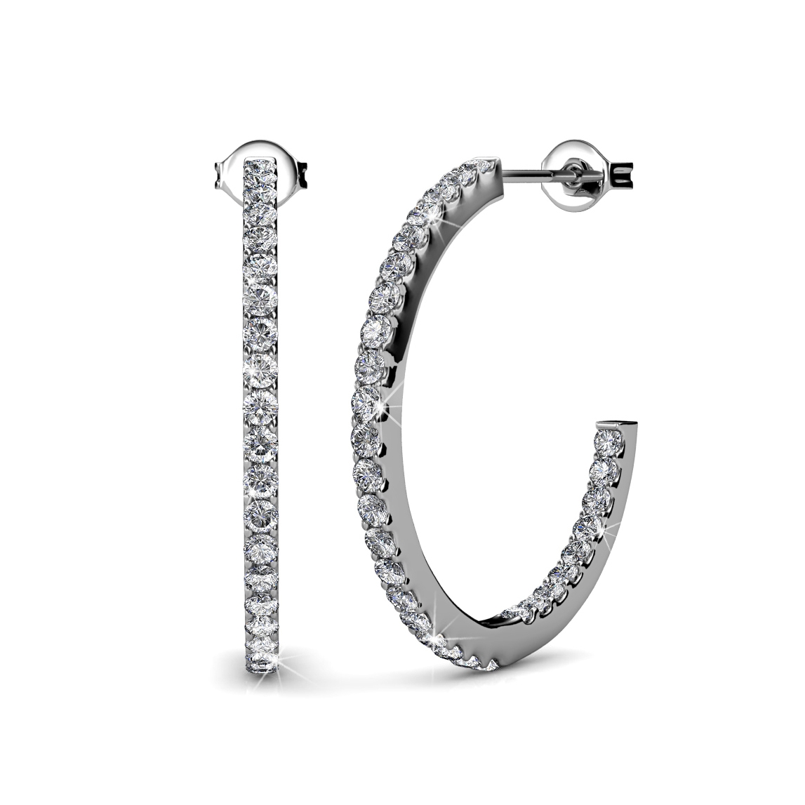 Boucles d'oreilles Simply Hoop - Argenté et cristal