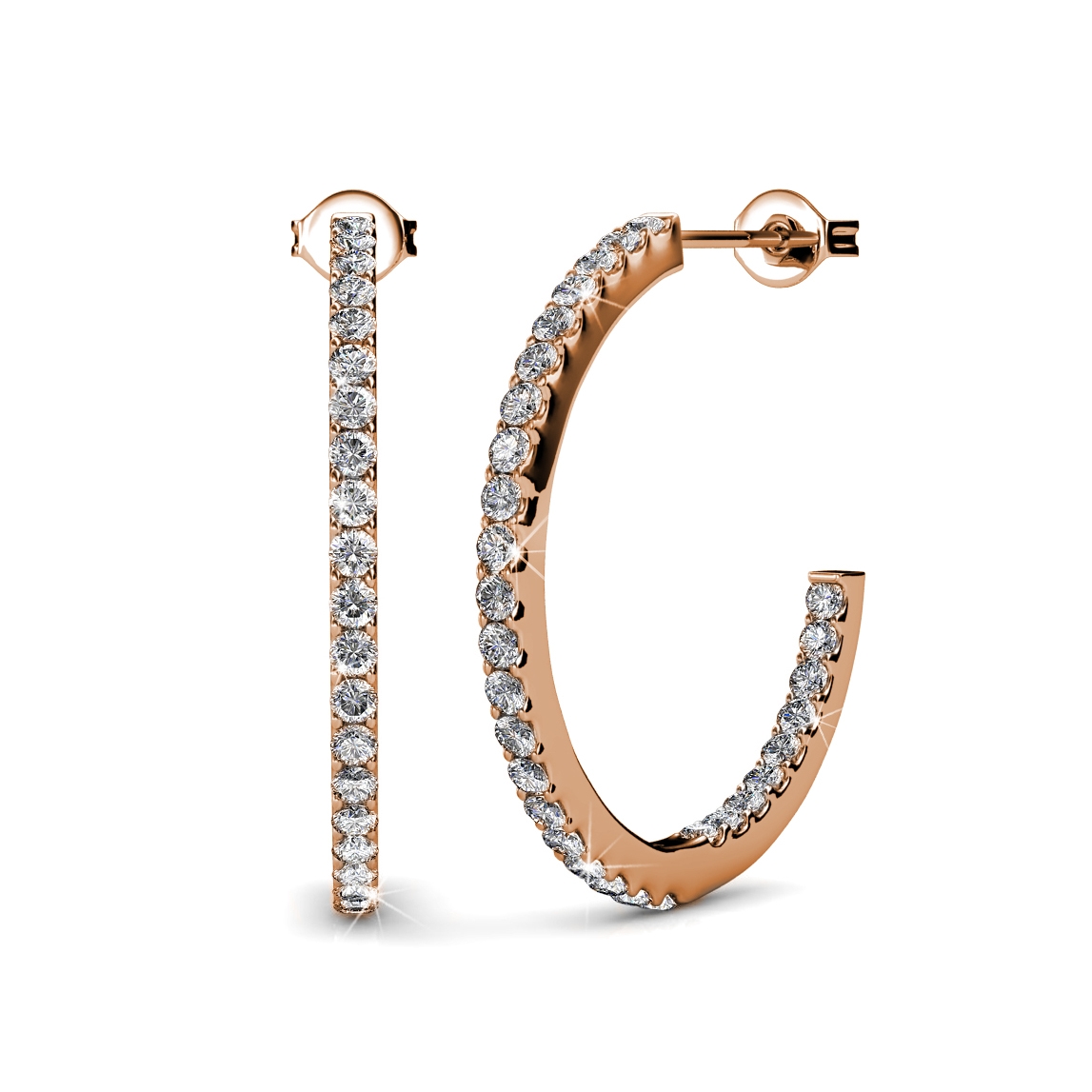 Boucles d'oreilles Simply Hoop - Or Rosé et Cristal