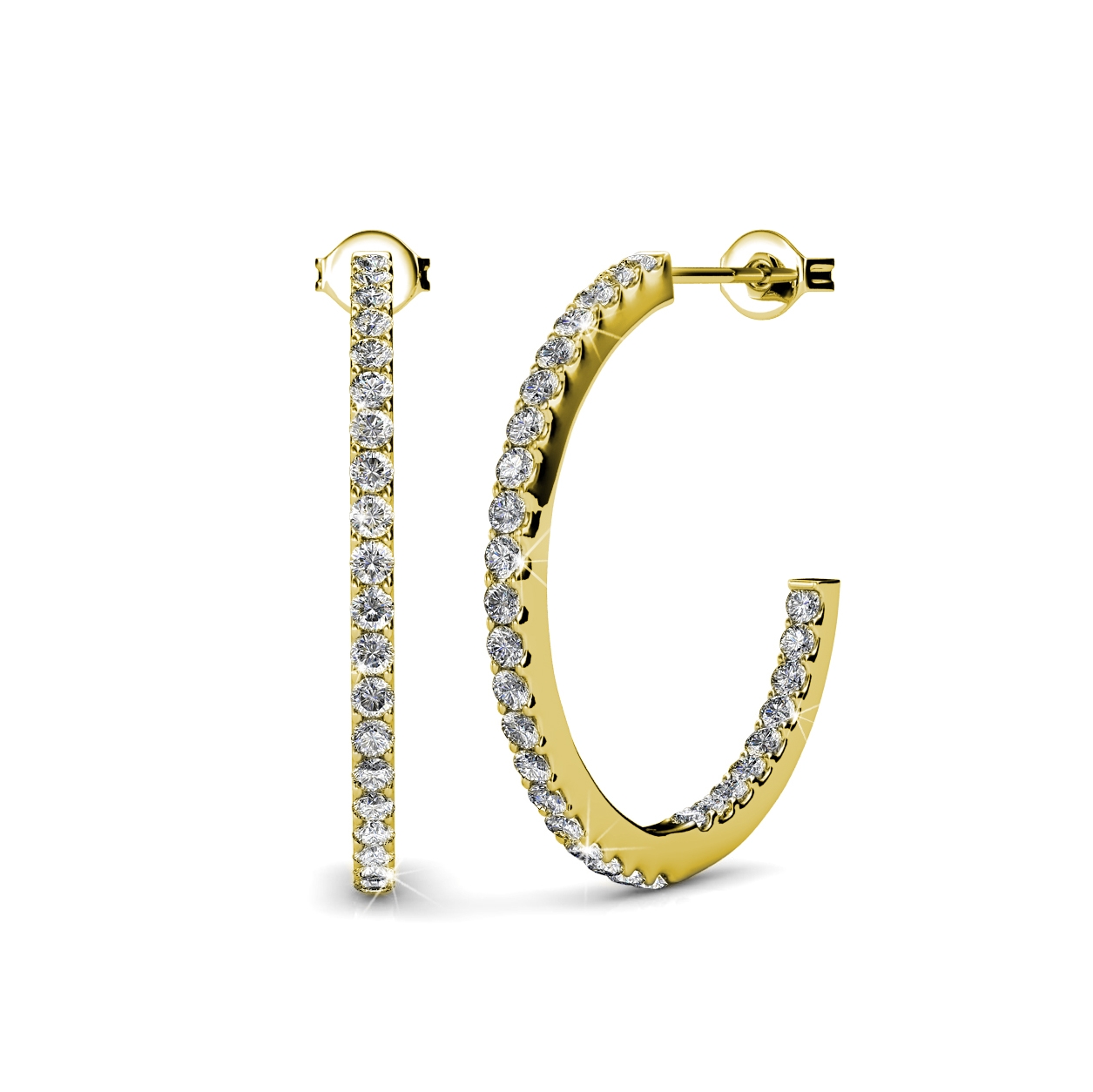Boucles d'oreilles Simply Hoop - Doré et Cristal