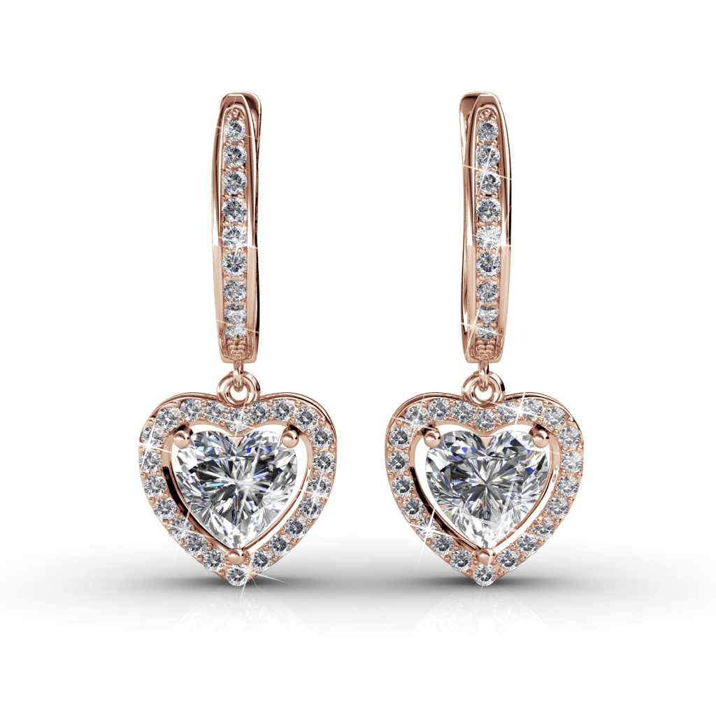 Boucles d'oreilles Only Love - Or Rosé et cristal