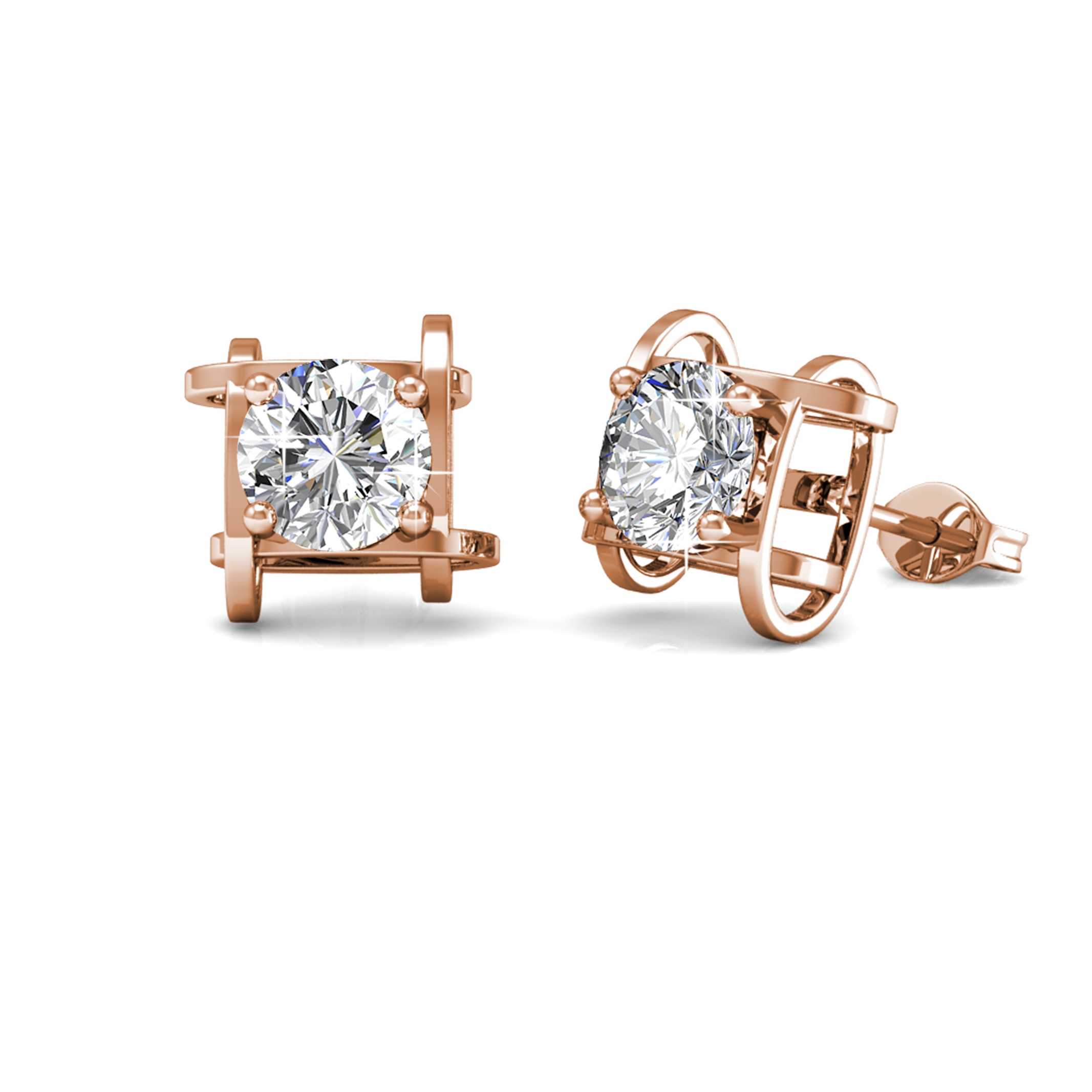 Boucles d'oreilles Roxy - Or Rosé et Cristal