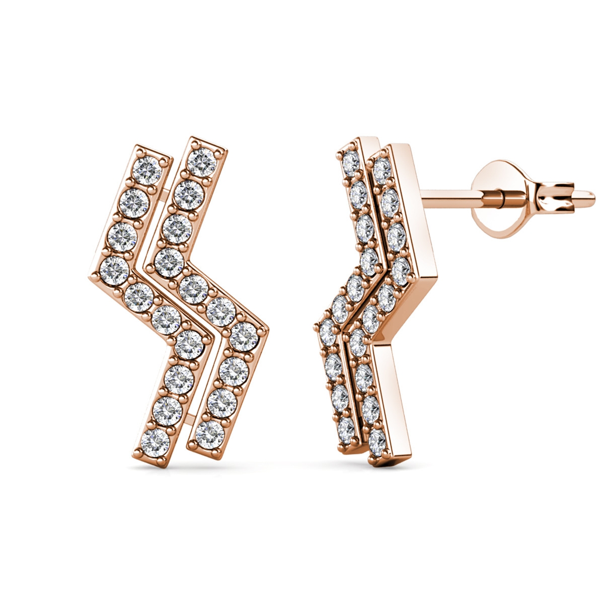 Boucles d'oreilles Brontide - Or Rosé et Cristal
