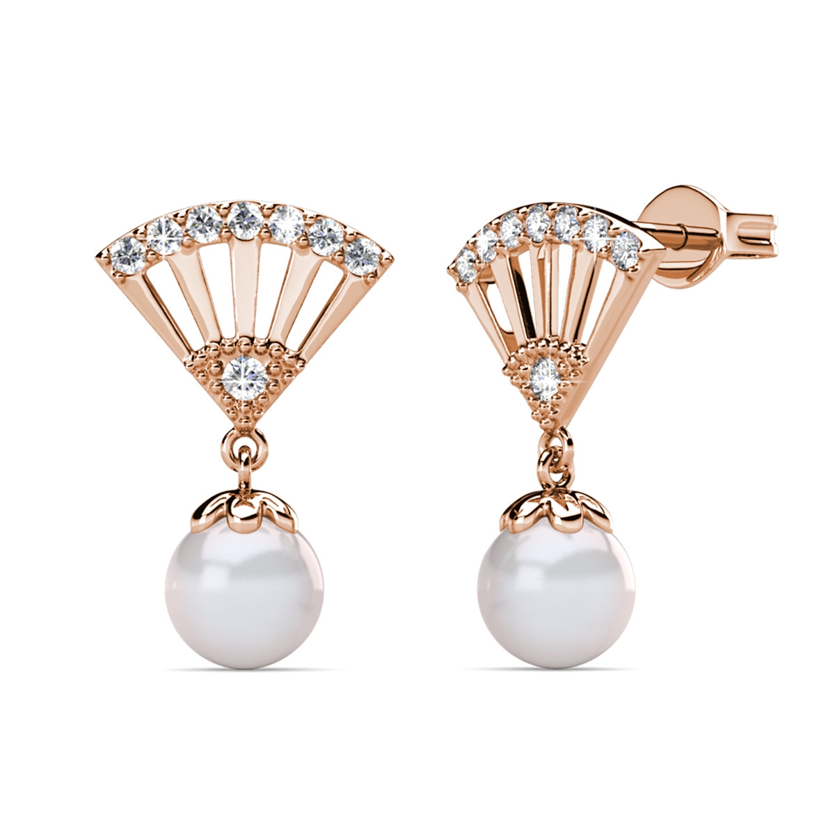 Boucles d'oreilles Ingride Pearl - Or Rosé et Cristal
