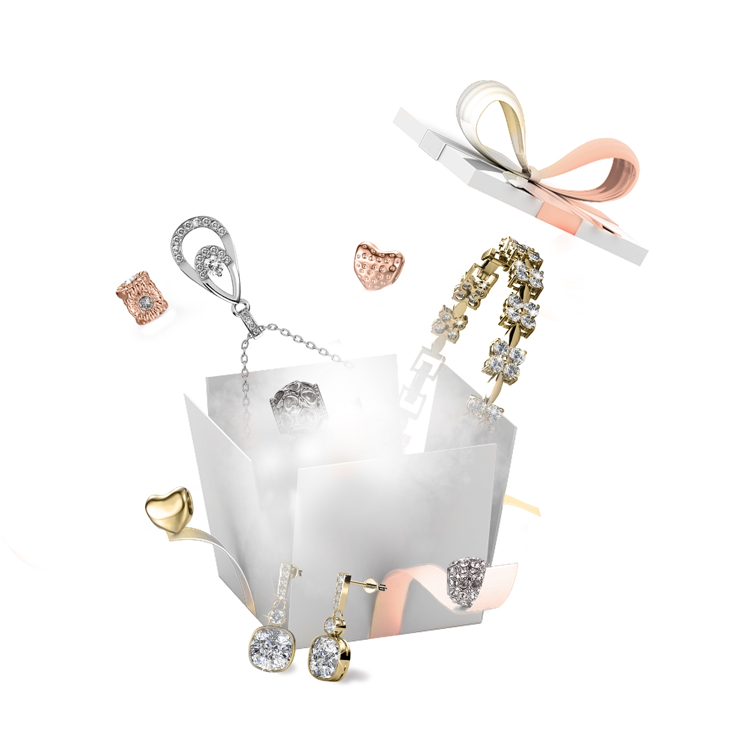 13 bijoux et 11 Beads surprises pour Calendrier de l'avent - Argenté et Or Rosé