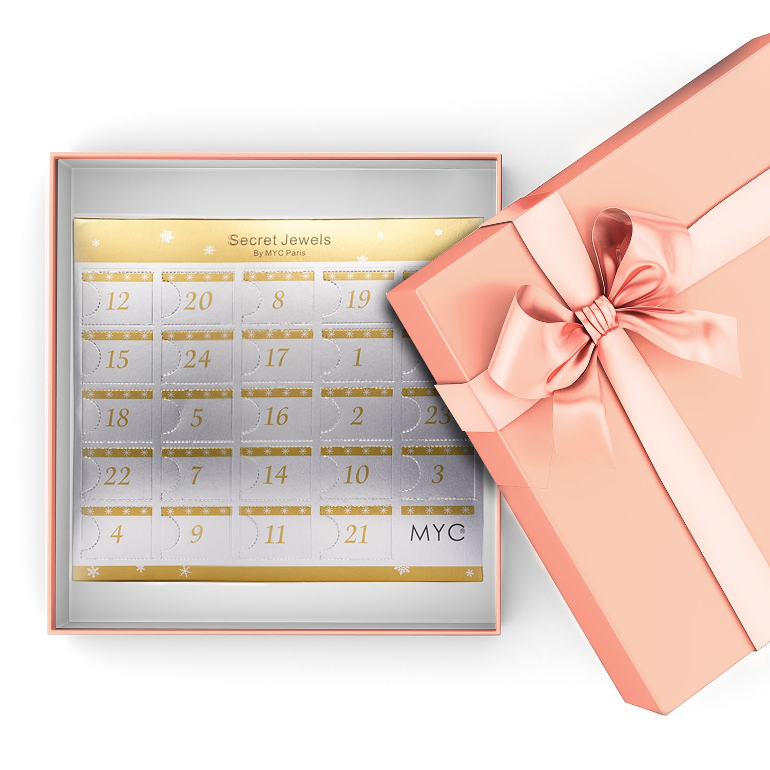 Calendrier de l'avent 12 bijoux, 11 Beads et 1 surprise - Or Rosé et Cristal