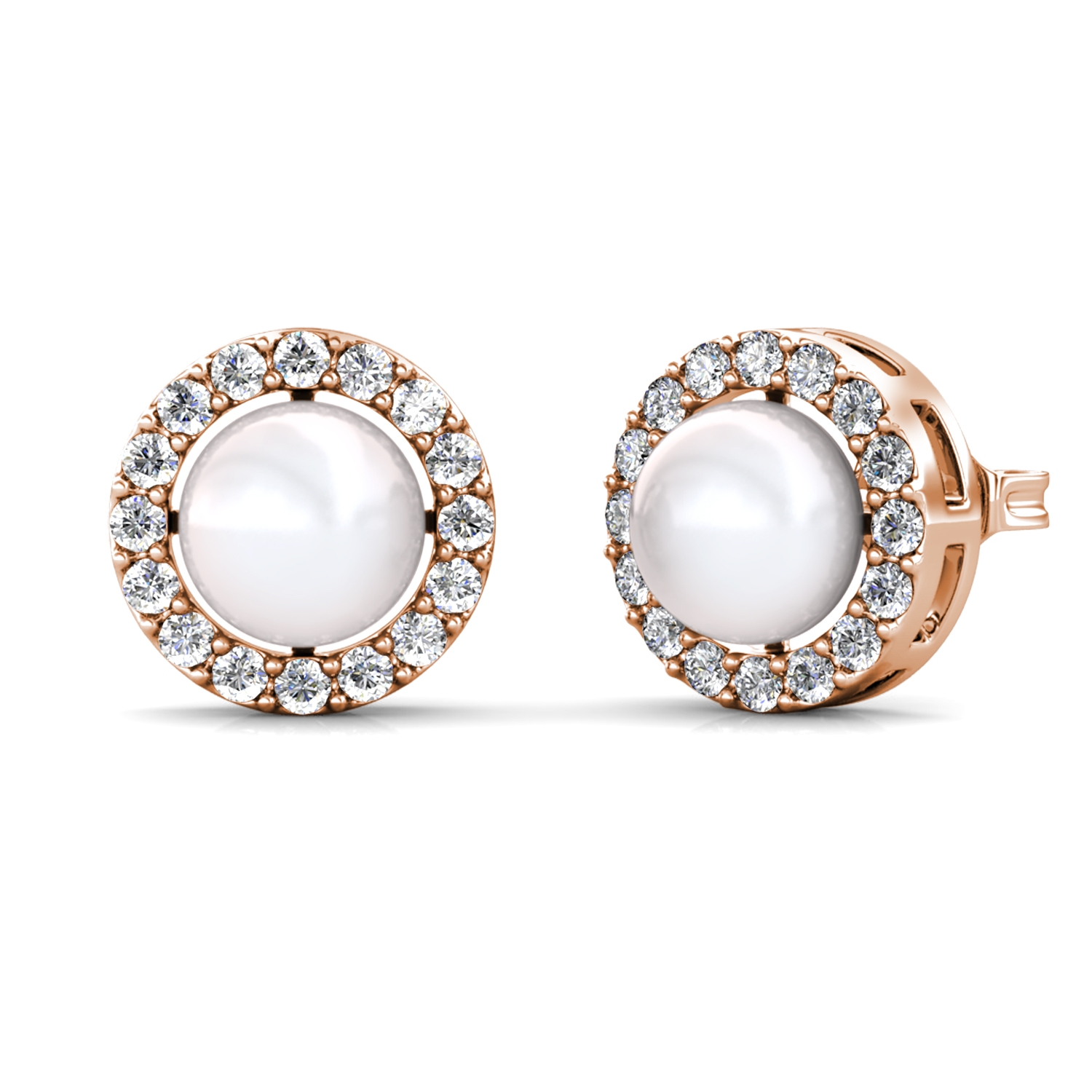 Boucles d'oreilles Circlet Pearl - Or Rosé et Cristal