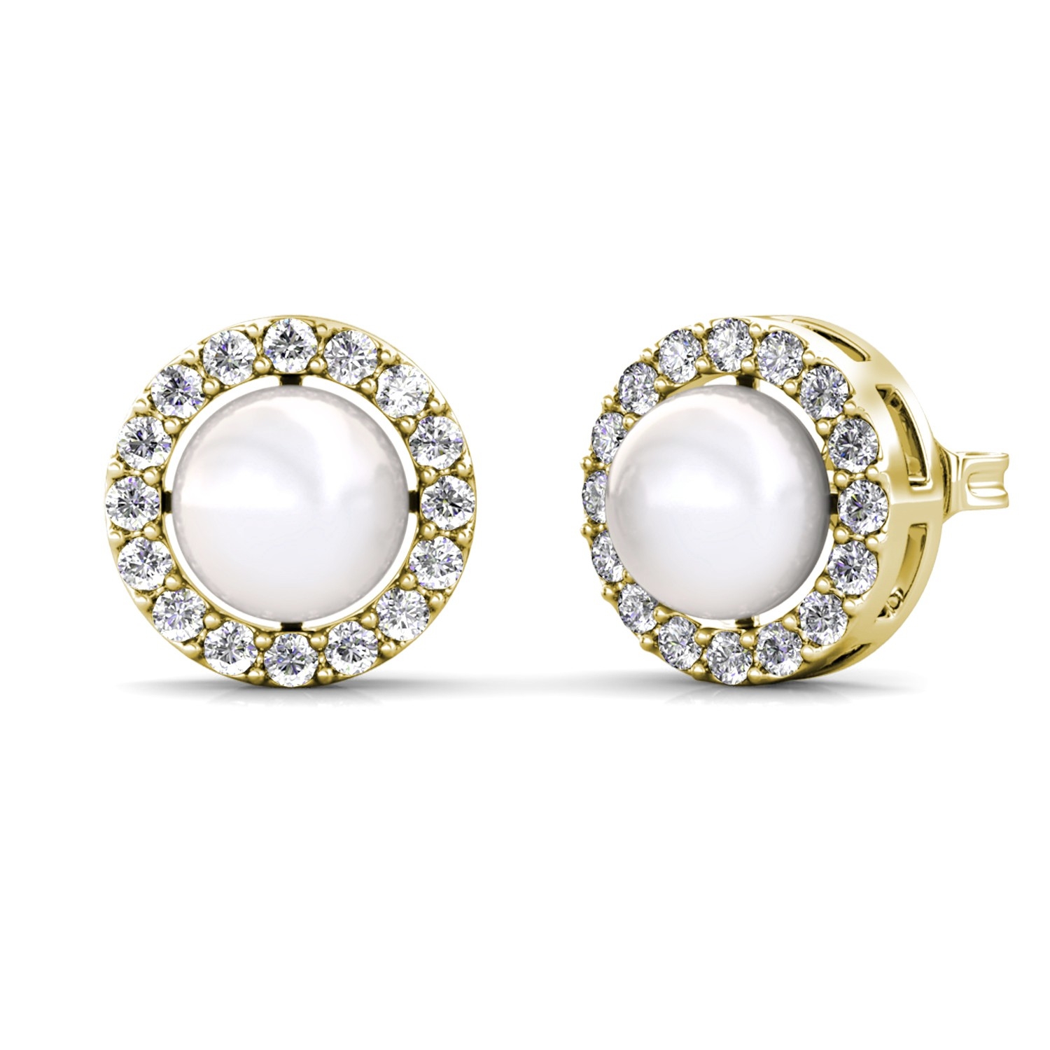 Boucles d'oreilles Circlet Pearl - Doré et Cristal
