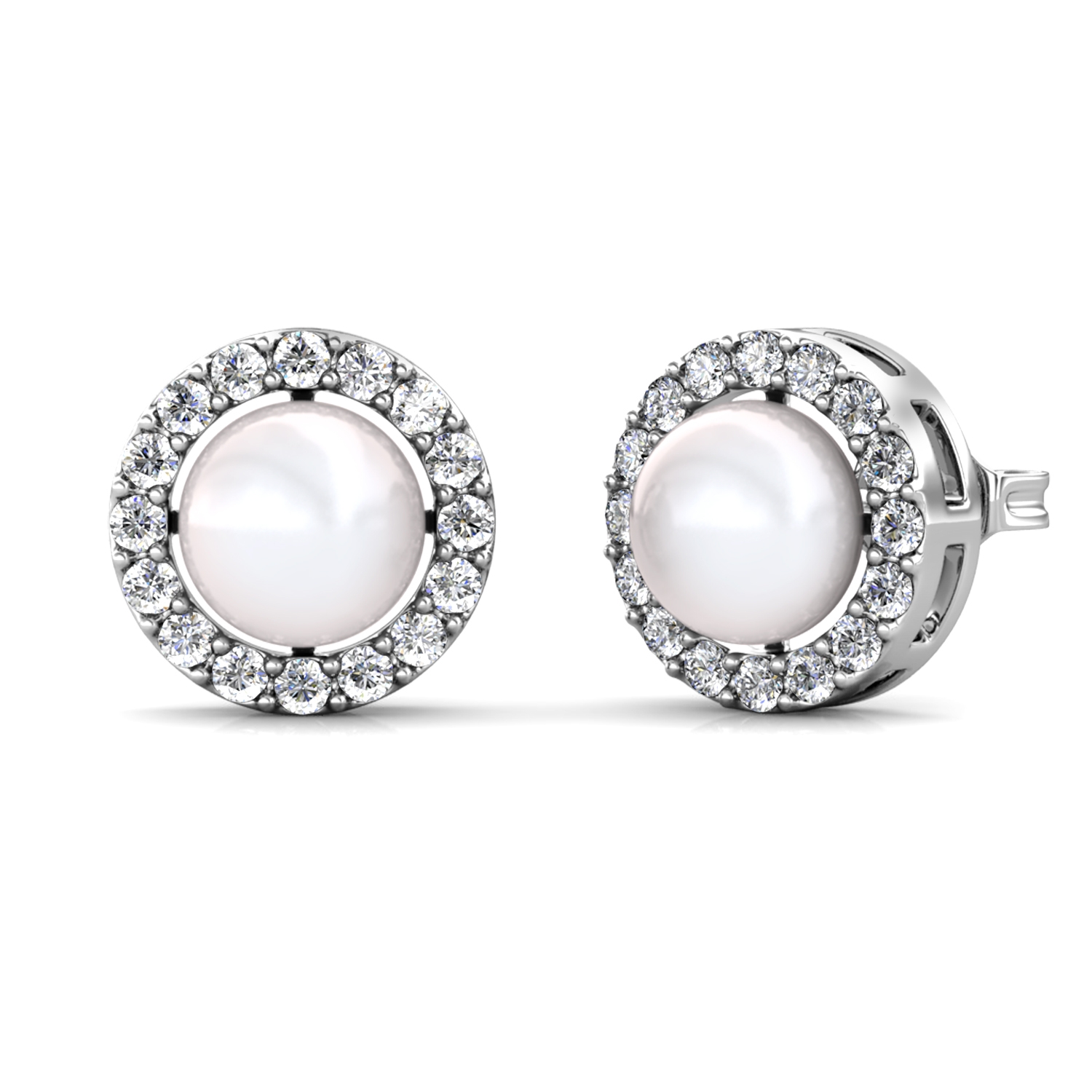Boucles d'oreilles Circlet Pearl - Argenté et Cristal