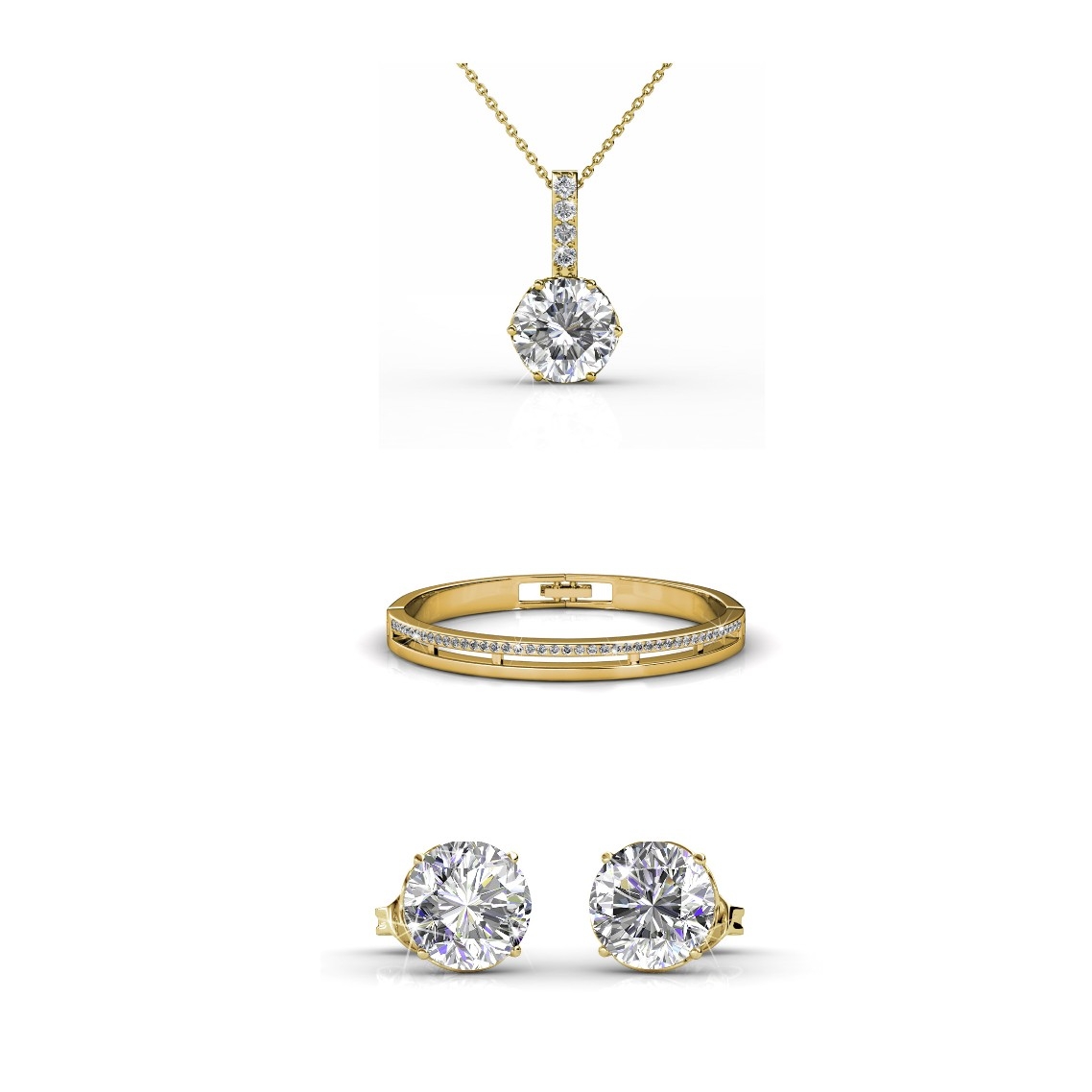 Parures Kristine - Doré et Cristal