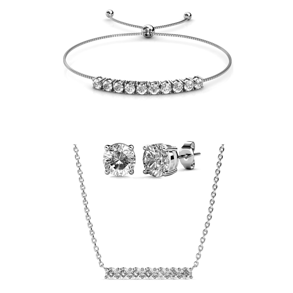 Parures Mary Crystal Mia - Argenté et Cristal