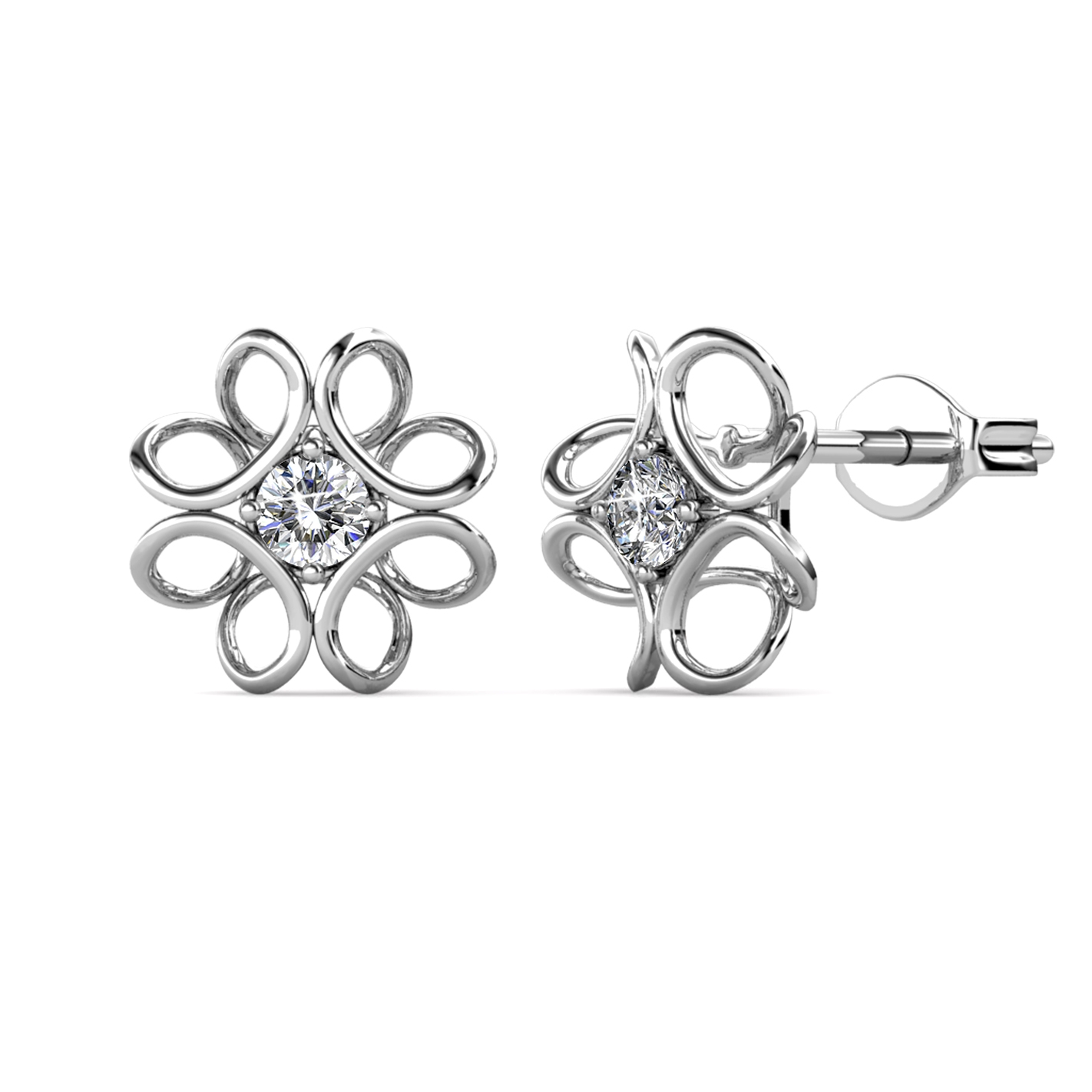 Boucles d'oreilles Daffodil - Argenté et Cristal