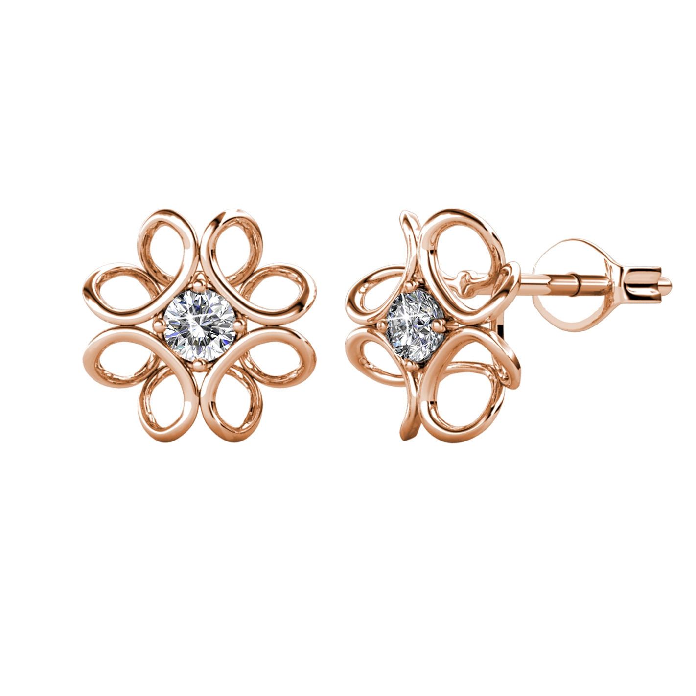 Boucles d'oreilles Daffodil - Or Rosé et Cristal