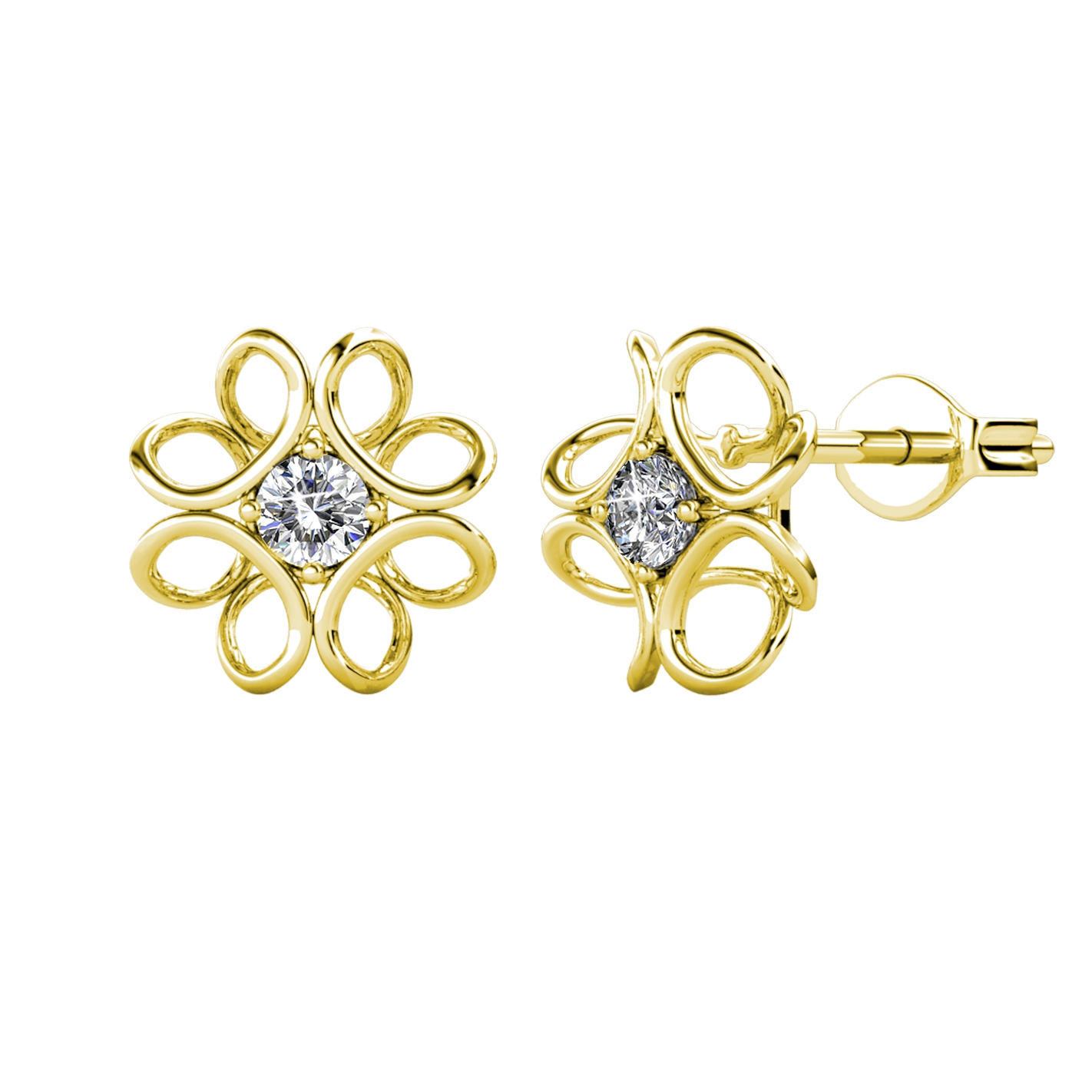 Boucles d'oreilles Daffodil - Doré et Cristal