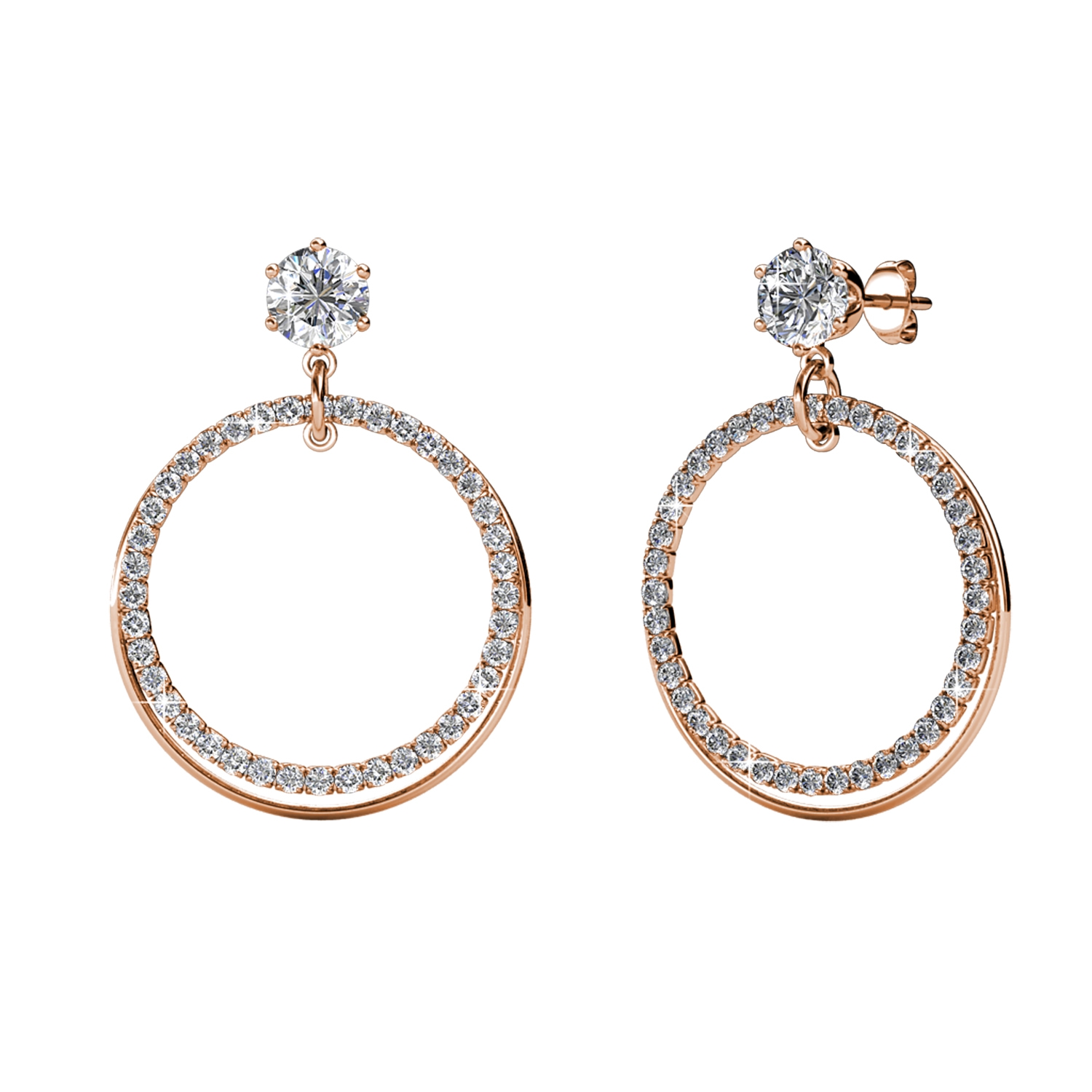 Boucles d'oreilles Ariel - Or Rosé et Cristal