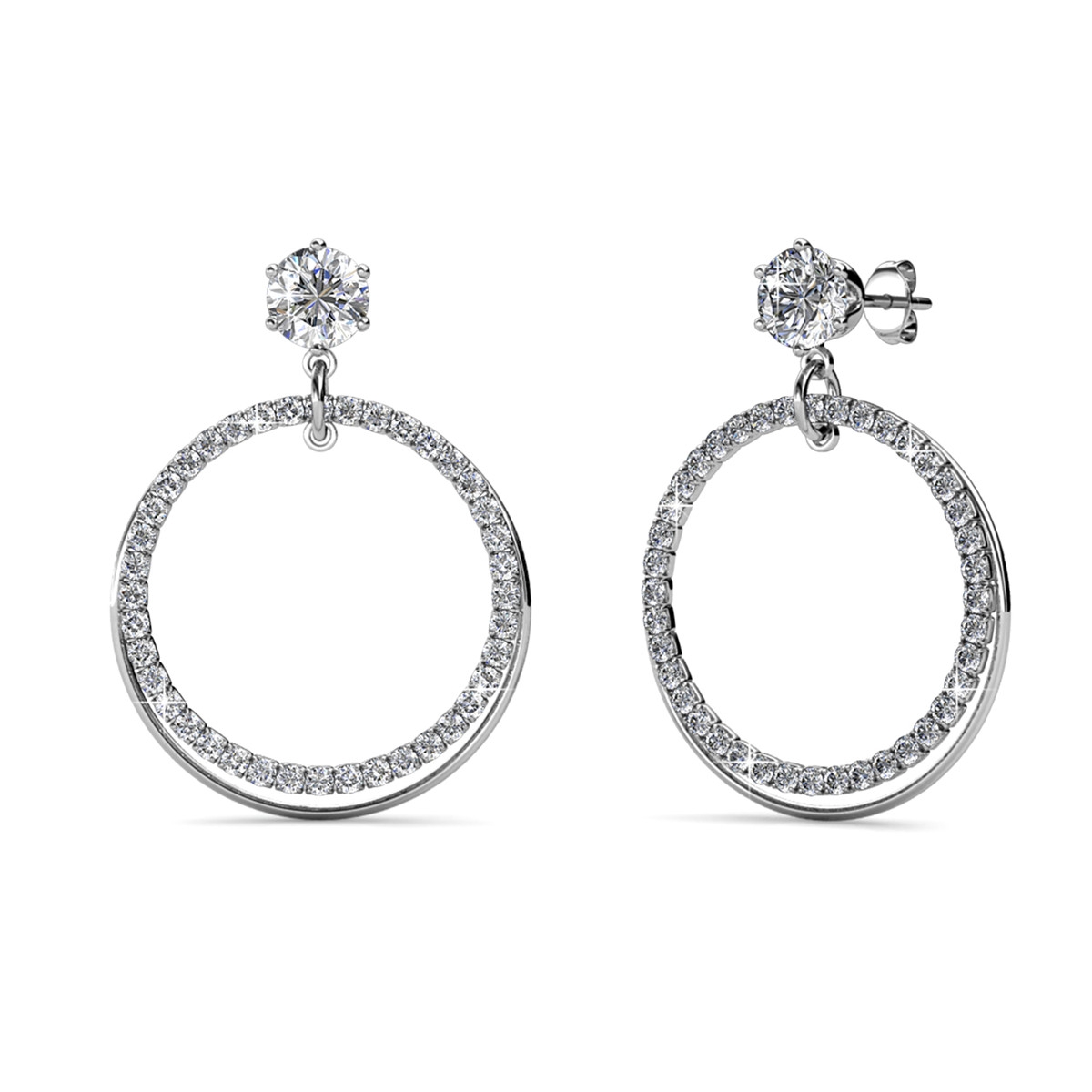 Boucles d'oreilles Ariel - Argenté et Cristal