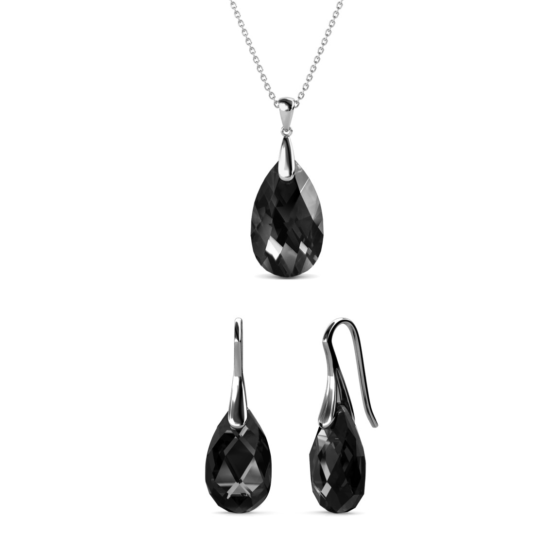 Parures Teardrop Hook - Argenté et noir