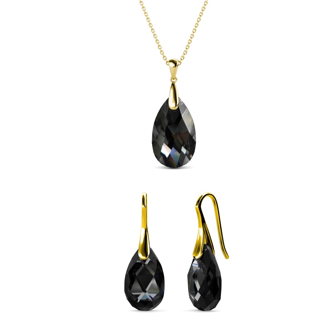 Parures Teardrop Hook - Doré et noir