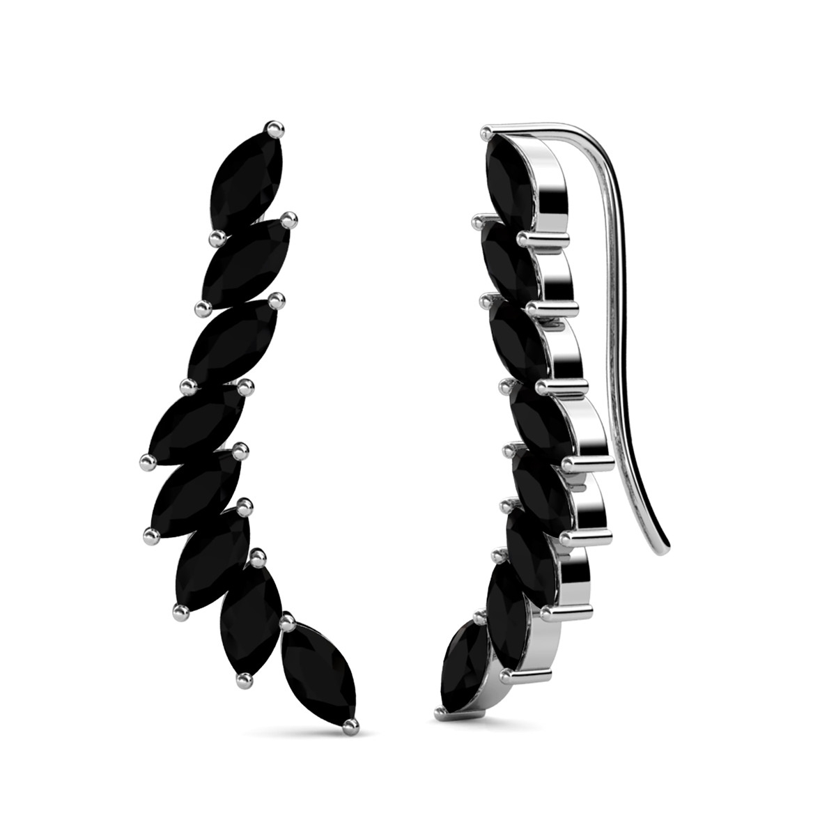 Boucles d'oreilles Clematis - Argenté et Noir