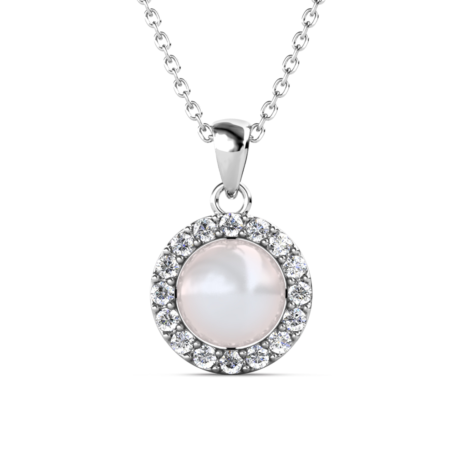 Circlet Pearl Pendants - Silver and Crystal