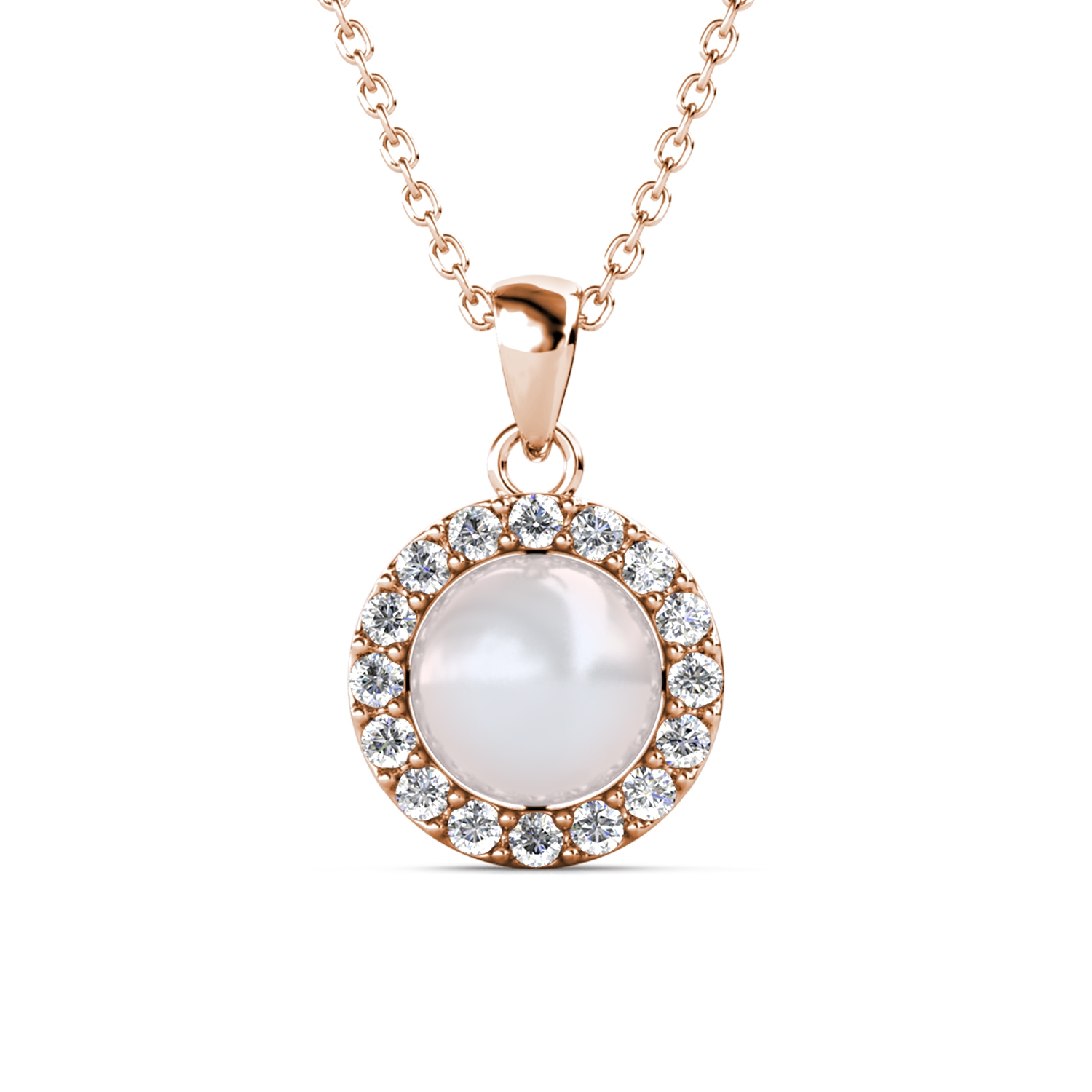 Circlet Pearl Pendants - Silver and Crystal