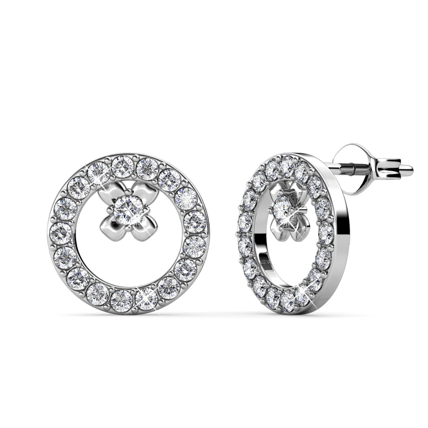 Boucles d'oreilles Eliza - Argenté et Cristal
