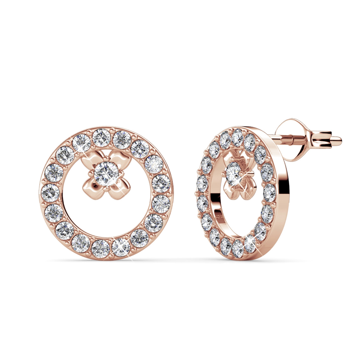 Boucles d'oreilles Eliza - Or Rosé et Cristal