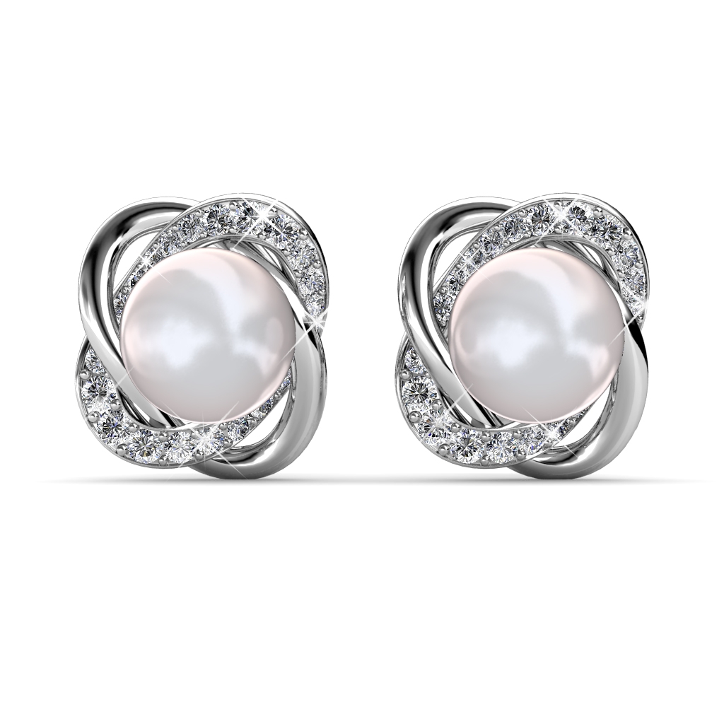 Boucles d'oreilles Simply Pearl - Argenté et Cristal