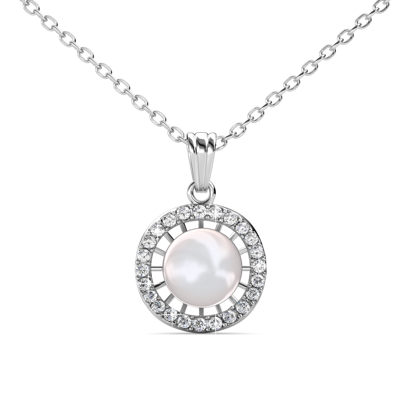 Chloe Pearl Pendants - Silver and Crystal