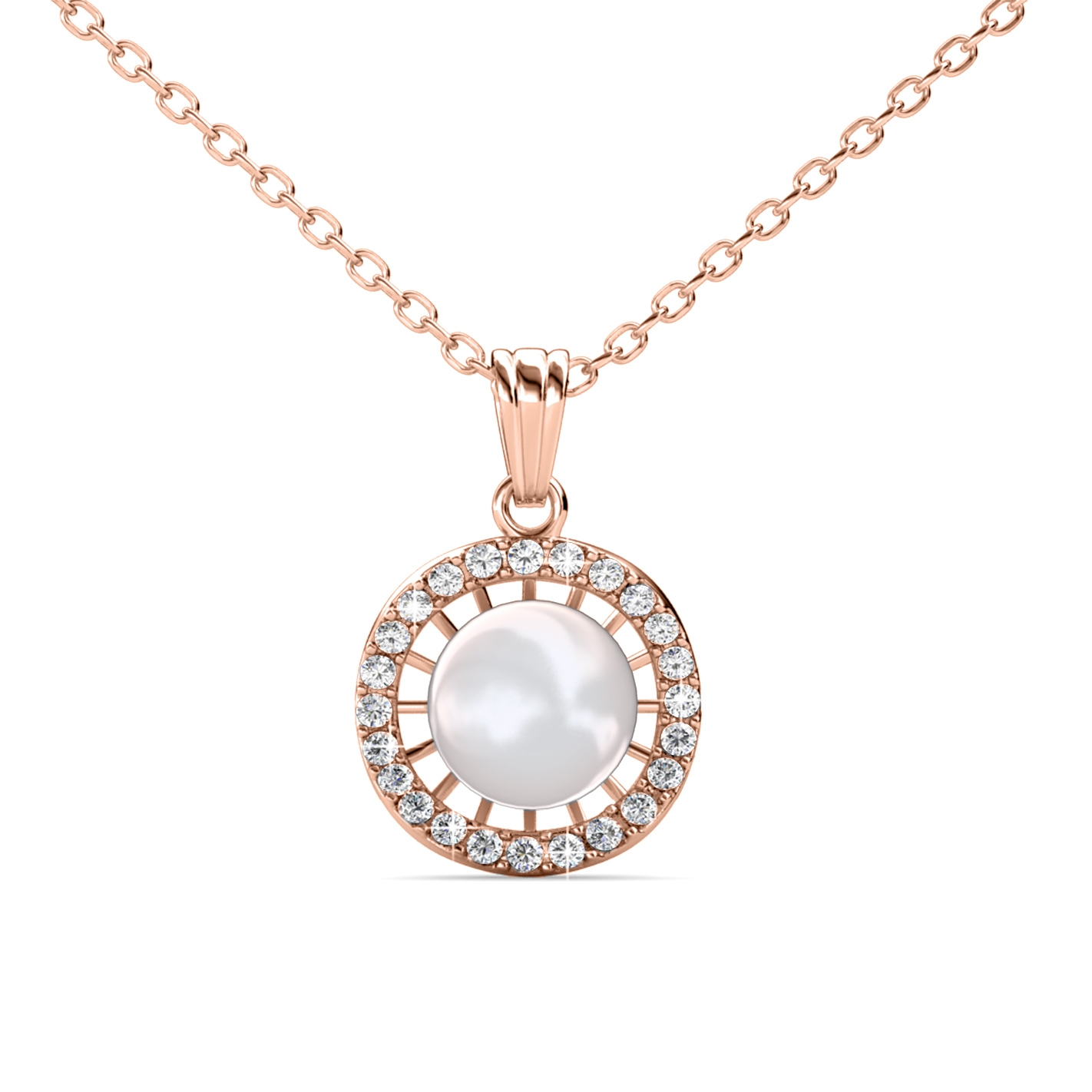 Chloe Pearl Pendants - Rose Gold and Crystal